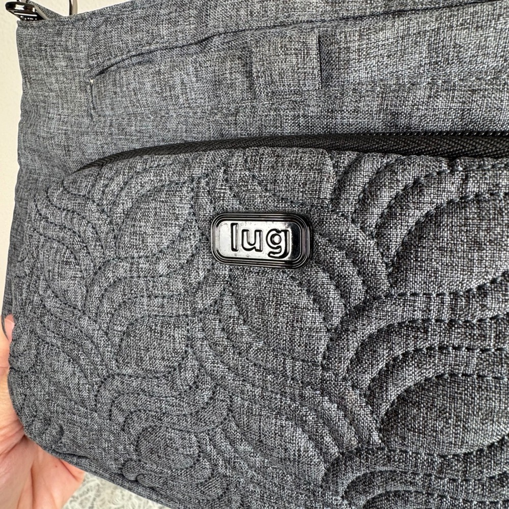 Lug Samba Crossbody Grey Quilted RFID Travel Shoulder Bag  Commuter Minimalist